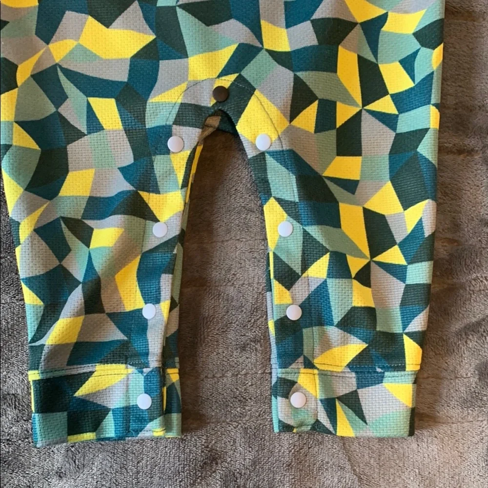 L.L. Bean Geometric Print One-Piece Bodysuit in Yellow, Green, Teal